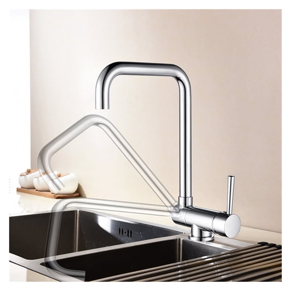 Copper Hot And Cold Seven-character Kitchen Faucet Sink Washbasin Washbasin Faucet Foldable Universal Rotating Faucet