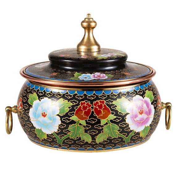 Copper Hot Pot Charcoal Chinese Soup Cooker Outdoor Hot Pot with Lid Split Design Easy to Clean Copper Soup Cookware for Kitchen Catering Parties Hotels Dining
