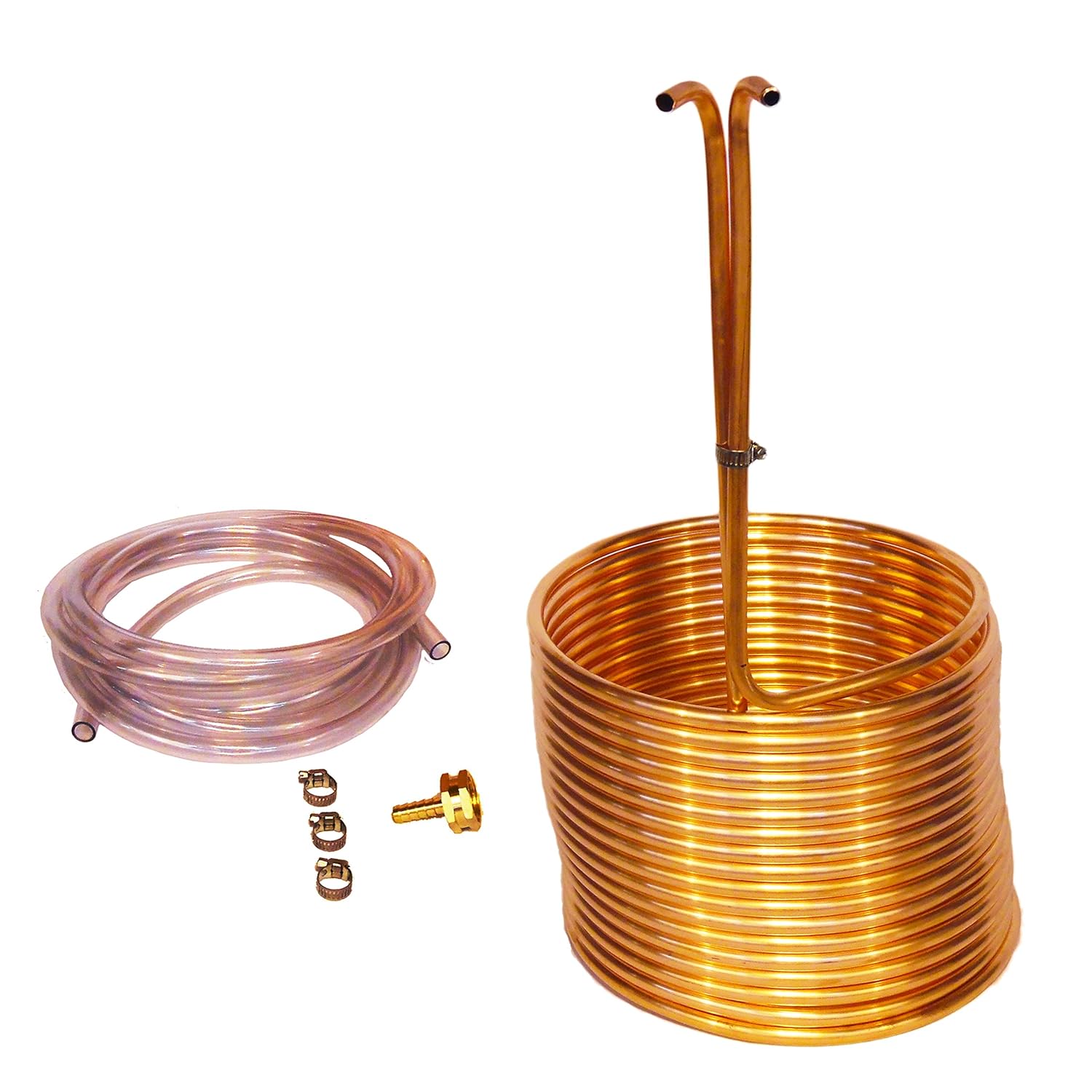 Copper Immersion Wort Chiller 50' X 3/8" W/Vinyl Hoses
