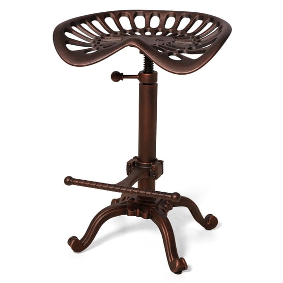 Copper Industrial Tractor Seat Bar Stool Swivel Adjustable Height Iron Cast Counter Chair
