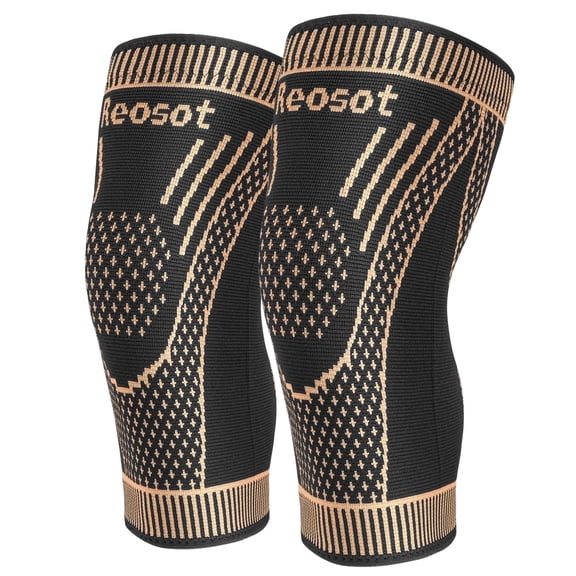 Copper Ion Knee Brace Set (2-Piece) Compression Support Knee Brace Relieves Arthritis/Meniscus Tear Pain Essential Sports ProtectionM]