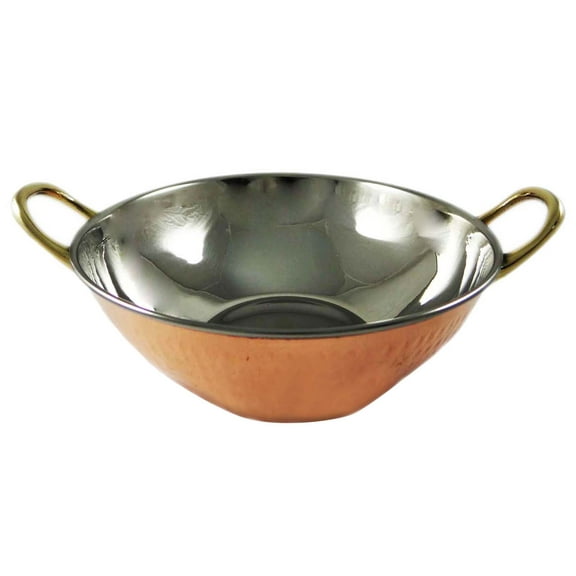 Copper Karahi Serving Bowl Indian Cuisine Tableware Copper Steel Kitchenware 1Pc