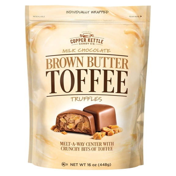 Copper Kettle Candy Co. Premium Milk Chocolate Brown Butter Toffee Truffles, Melt-Away Center, 16 oz