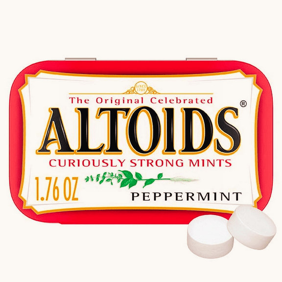ALTOIDS Curiously Strong Peppermint Breath Mints, 1.76 oz Portable Tin