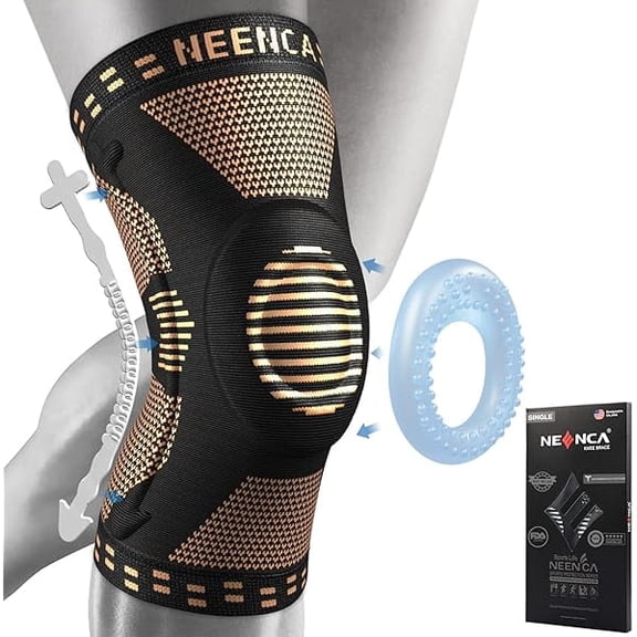 Copper Knee Brace for Knee Pain, Knee Support with Patella Pad & Side Stabilizers, Compression Knee Sleeve for Sport, Workout, Arthritis, ACL, Joint Pain Relief, Meniscus Tear- FSA/HSA Eligible