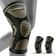 Copper Knee Braces for Women and Men 2 Pack, Knee Compression Sleeve for Knee Pain, Arthritis,ACL, Meniscus Tear, Joint Pain Relief, Knee Support for Running, Working Out, Fitness, Weightlifting