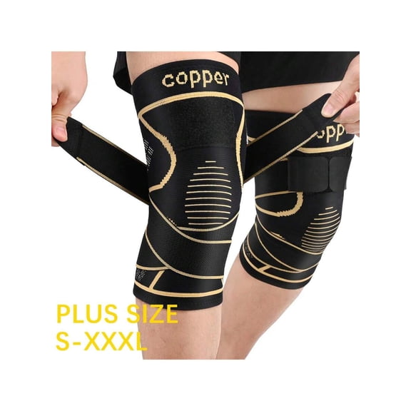 Copper Knee Compression Sleeve for Plus Size Men and Women, Joint Support Wrap for Running, Weightlifting and Gym Workouts, Pain Relief Guard for Meniscus Tear