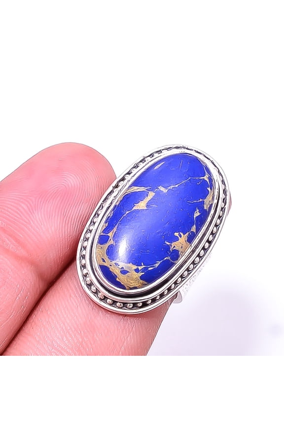 Copper Lapis Lazuli Designer Handmade 925 Sterling Silver Ring S.5.5 R934017839