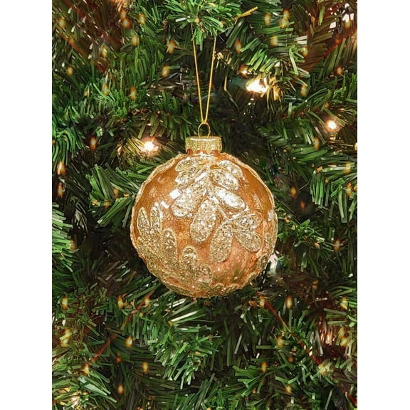 Copper Leaf Glass Ball Christmas Ornament F07M7-27(LH76-23038)