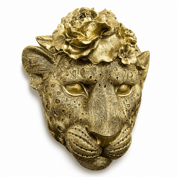 Copper Leopard Head Wall Sculpture Home Decor