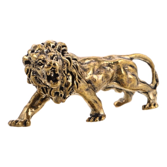 Copper Lion Sculpture for Home Decor Elegant Desktop Figurine Traditional Tea Pet Ornament
