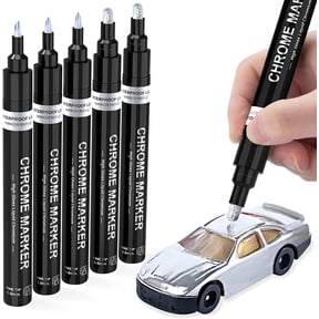 Copper Liquid Chrome Marker Set: 5pcs Oil- based Liquid Chrome Paint Pen, Permanent Reflective Chrome Touch Up Markers for Model Metal Plastic Glass Ceramic Cars Repair Tire DIY Art Craft(1-3mm)