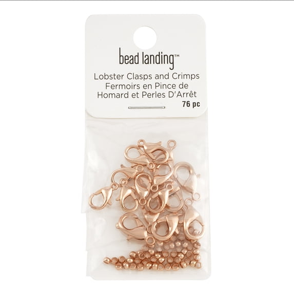 Bead Landing Copper Lobster Clasps & Crimps Set - 76 Pieces per Set (912 Total), 12mm & 15mm Clasps in Assorted Finishes for Jewelry Making, 12 Pack