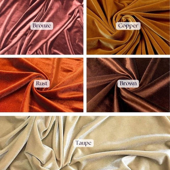 Copper Luxury 4-Way Stretch Velvet Fabric by the Yard - Soft, Smooth and Elegant Material, 58 Inch Wide (1 Yard), Valentina Textile Inc