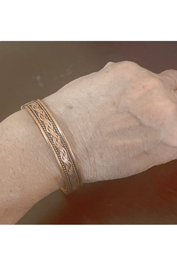 Copper Magnetic Bracelet Cuff Bangle in Rope Design for Health Pain Blood Circulation