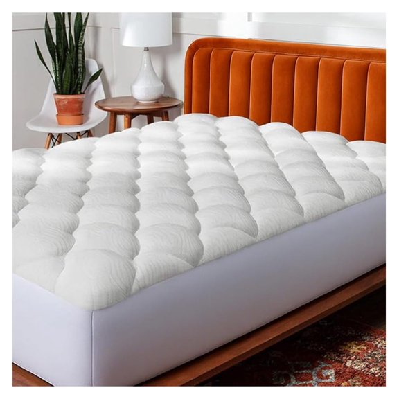 Copper Mattress Topper Pad Queen - Soft Overstuffed Premium Cloud-Like Support - Quilted Fiberfilled Mattress Topper with Deep 18" Pocket for Secured Fit