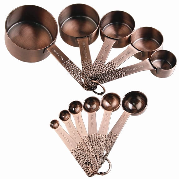 Copper Measuring Cups And Spoons Set Metric & Stainless Steel 5 6 For Baking Kitchen