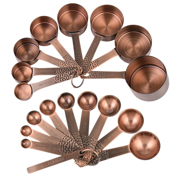 Copper Measuring Cups And Spoons Set Stainless Steel Metal Metric & 8 Measure Cup 9 Kicthen Leveler For Baking Kitchen