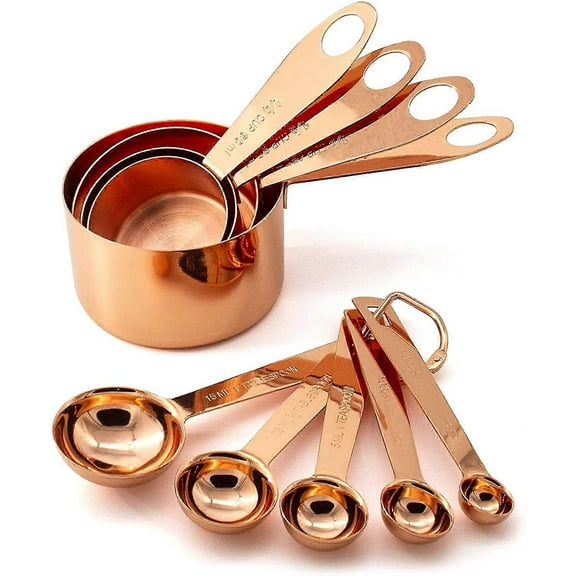 Copper Measuring Cups And Spoons Set