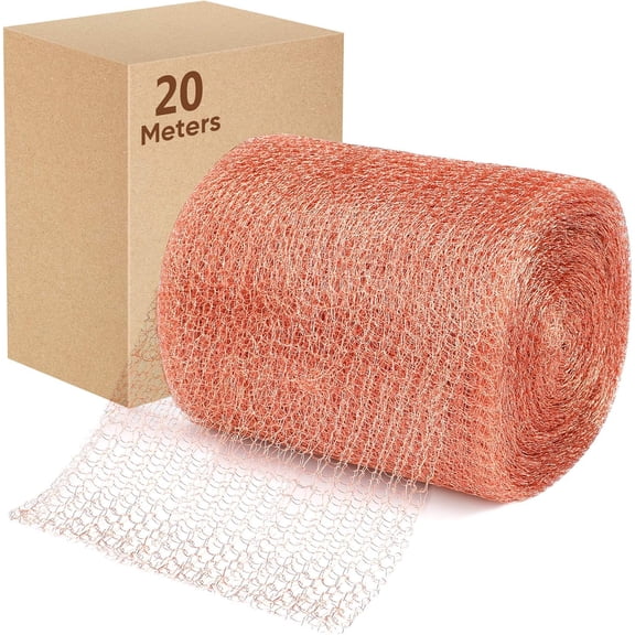 Copper Mesh,5" X 66 Feet,100% Pure Copper Mesh Roll Knit Copper Mesh,Gap Blocker for Building Hole,Protect Saplings&Seeds,Barbecue Grill Clean,Fill Fabric DIY (copper-20M)