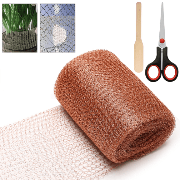 Copper Mesh, 5" x 32ft Copper Mesh Roll for Rodent Control, Double Layer Copper Wire Mesh Screen for Plants, Mice & Rodent Defense, Snail Control