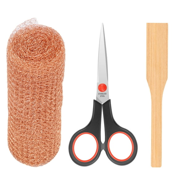 Copper Mesh Mice Control 3 Meter Multipurpose Copper Mesh Roll Reusable Copper Mesh Hole Blocker with Scissors and Shovel Mice Defensive Copper Mesh for Garden Mouse
