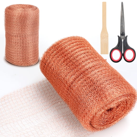 Copper Mesh Rodent Control Kit 5" x 50ft Defense Copper Mesh Roll with Scissor