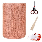 Copper Mesh Rodent Control Roll, 4" x 32 ft, 100% Premium Copper Wool for Sealing Holes, Blocks Mice, Slugs & Snails, with Scissors, Gloves, Shovel