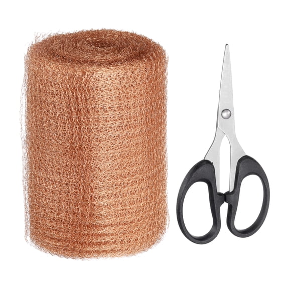 Copper Mesh Roll, 5 Inch x 32.8ft Copper Barrier Wire with Scissors, 15 Mesh