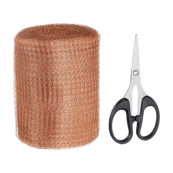 Copper Mesh Roll, 5 Inch x 39.4ft Copper Barrier Wire with Scissors, 15 Mesh