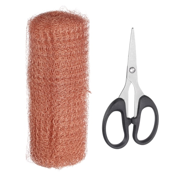 Copper Mesh Roll, 5 Inch x 9.8ft Copper Barrier Wire with Scissors, 15 Mesh