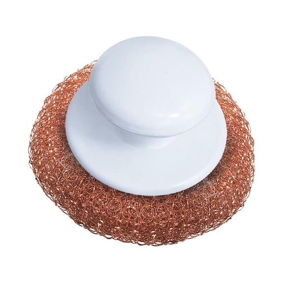 Copper Mesh Scouring Pad w/ Comfort Knob by LOLA, Heavy Duty Cleaning Pads, Knitted Wire Mesh, Cleans Caked-On & Baked-On Messes - 1 Pack