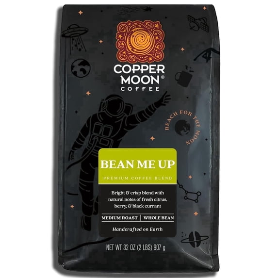 Copper Moon Whole Bean Coffee, Light Roast, Bean me Up Blend, 2 Lb. Bag