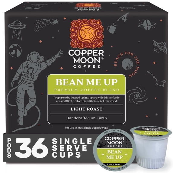 Copper Moon Single Serve Coffee Pods For Keurig K-Cup Brewers, Light Roast, Bean Me Up, 36 Count