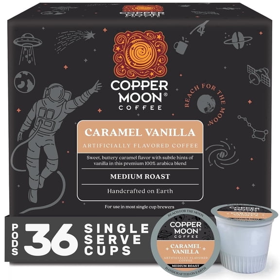 Copper Moon, Single Serve Coffee Pods for Keurig K-Cup Brewers, Medium Roast, Caramel Vanilla Blend, 36 Count