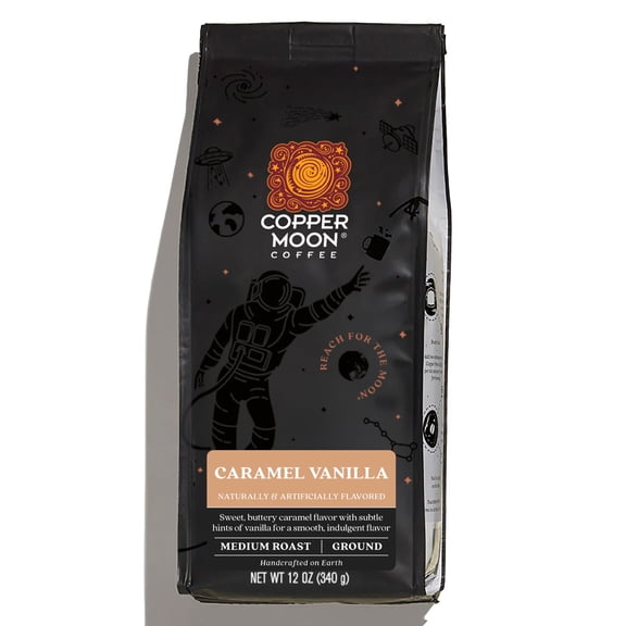 Copper Moon® Coffee Ground Coffee, Caramel Vanilla Blend, 12 Oz Per Bag