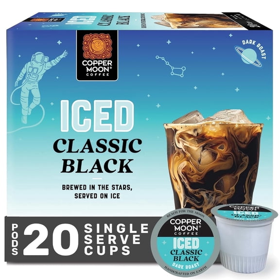 Copper Moon Coffee Classic Black Iced, Single Serve K-Cup Pods for Keurig Style Brewers, Dark Roast, 20 Ct