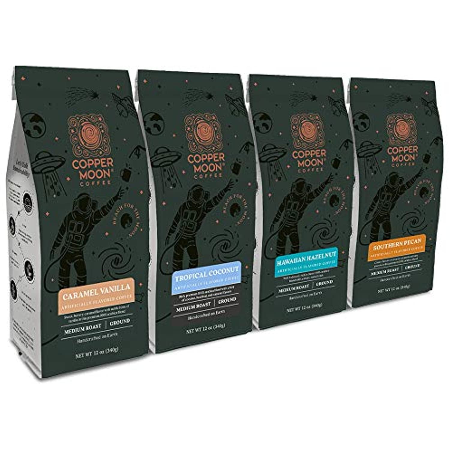 Copper Moon Coffee Flavored Variety Pack, Ground Caramel Vanilla