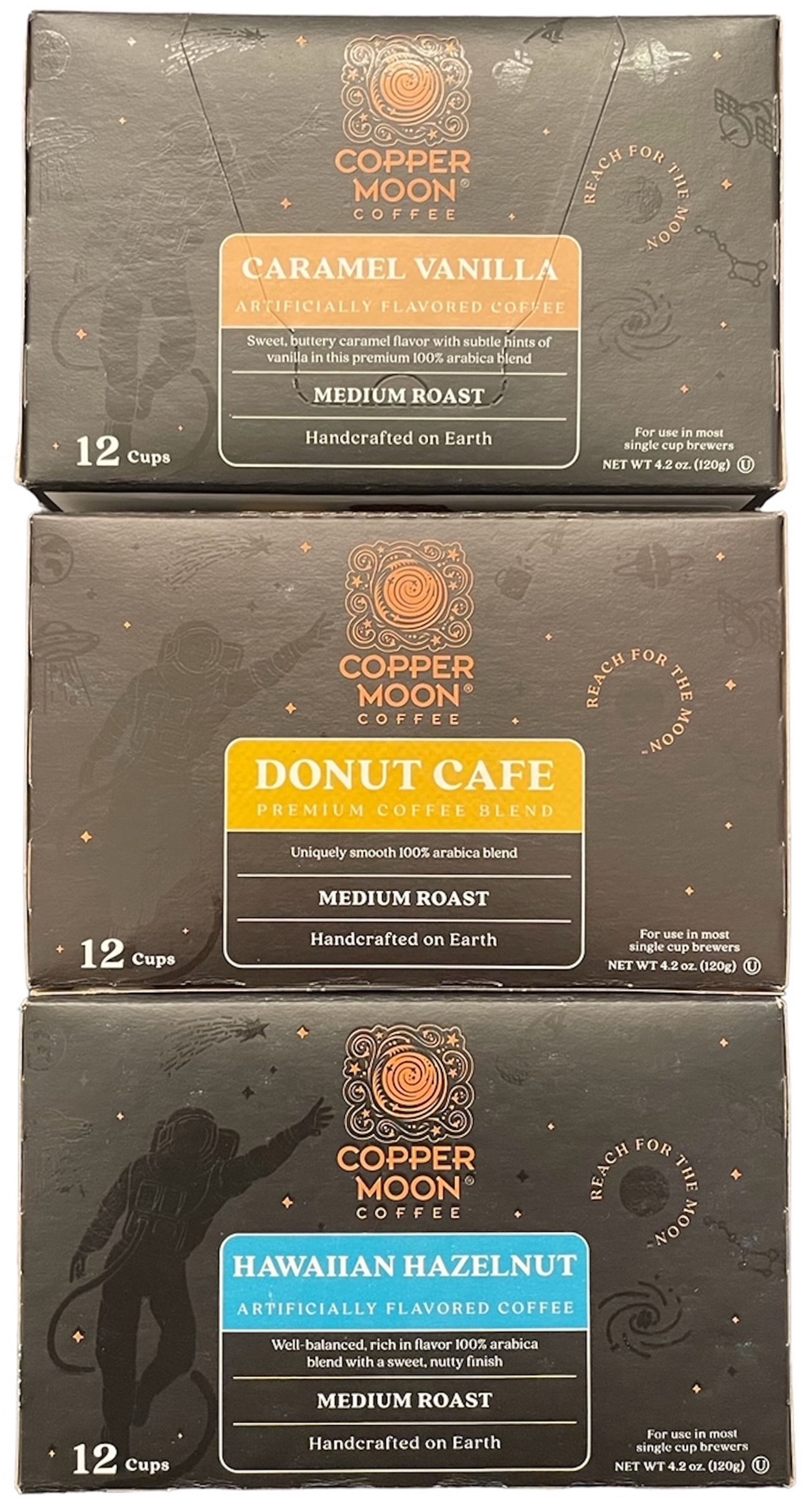 Copper Moon Coffee K Cups Variety Pack Caramel Vanilla, Donut Cafe