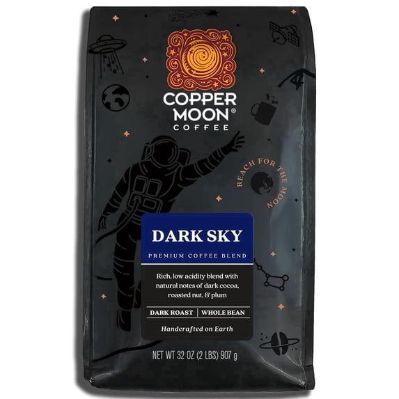 Copper Moon Dark Sky Blend, Dark Roast, Premium Whole Bean Coffee, 2 lb