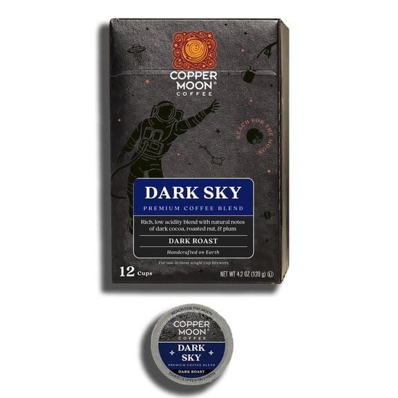 Copper Moon Dark Sky Blend, Single Serve Coffee Pods for Keurig K-Cup Brewers, Dark Roast, 12 Ct
