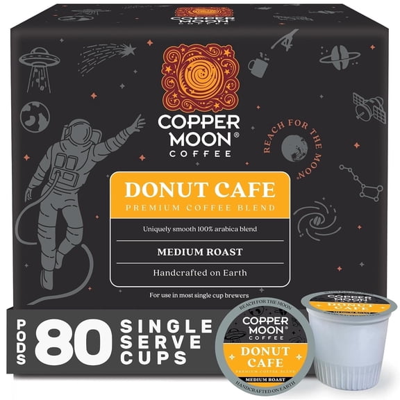 Copper Moon Donut Cafe Blend, Single Serve K-Cup Premium Coffee Pods, Medium Roast, 80 Ct