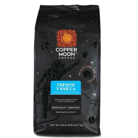 Copper Moon Whole Bean Coffee, Medium Roast, French Vanilla Blend, 5 lb Bag