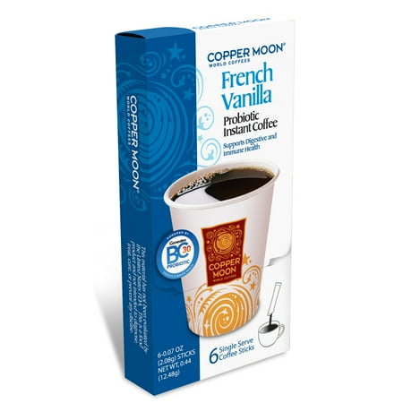 Copper Moon French Vanilla, Probiotic Instant Coffee Sticks, 6 sticks