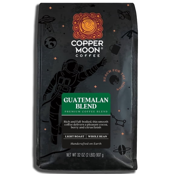Copper Moon Whole Bean Coffee, Light Roast, Guatemalan Antigua Blend, 2 Lb. Bag