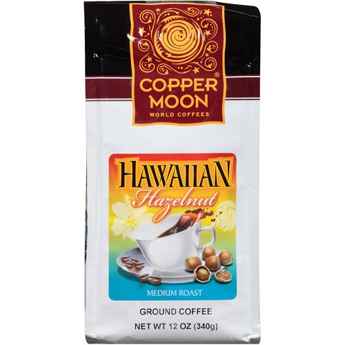 Copper Moon Hawaiian Hazelnut Medium Roast Ground Coffee, 12 oz, (Pack