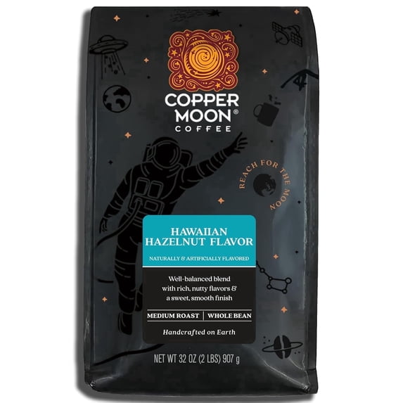 Copper Moon Hawaiian Hazelnut, Medium Roast, Premium Whole Bean, 2 lb