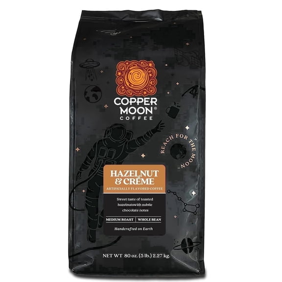 Copper Moon Whole Bean Coffee, Medium Roast, Hazelnut & Cream Blend, 5 lb Bag