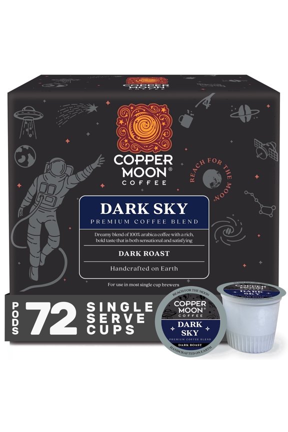 Copper Moon Single Serve Coffee Pods for Keurig K-Cup Brewers, Dark Roast, Dark Sky Blend, 72 Count