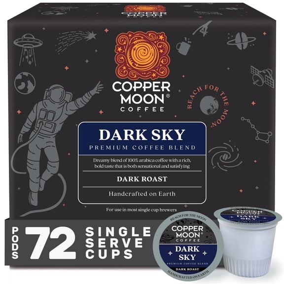 Copper Moon Premium Dark Sky, Single Serve Premium Coffee Pods for K-Cup Brewers, 72 Count